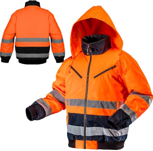 NEO TOOLS Thermo Warnschutzjacke EN 20471 Warnjacke orange Neon gelb Arbeitsjacke Warnschutz Sicherheitsjacke M orange