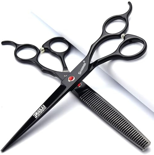 6.5/7/7.5 Zoll Schere Set Salon Professional Friseur (Schwarz) | 440C Edelstahl,Friseur Spezialschere, Haar Schneiden Ausdünnen