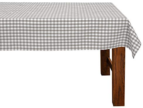 FILU Tischdecke 130 x 160 cm Grau/Weiß kariert (Farbe und Größe wählbar) - hochwertig gefertigtes Tischtuch aus 100% Baumwolle