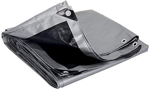 WOLTU Abdeckplane Wasserdicht mit Ösen Reißfest 2x3m Grau-schwarz | 180g/m²; PE; UV-stabil; abwaschbar; für Möbel/Grill/Pool/Trampolin