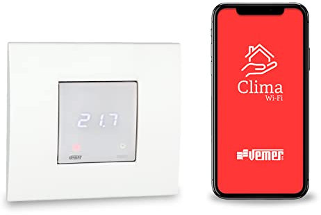 VEMER VE780200 ASSO - Termostato Wifi da Incasso, Cronotermostato con Programmazione Settimanale, Alimentazione 230 V, Compatibile con Google Home e Amazon Alexa, Bianco Opale