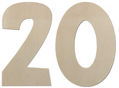 Deko Zahlen - Geburtstagsdeko 20 Geburtstag aus Holz - Ideale Geburtstag Geschenkideen oder als Party Tischdeko (45 cm)