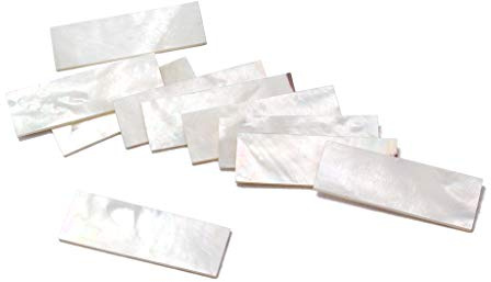 Alnicov 10Pcs Inlay Material Weiß Perlmutt Shell Blanks Blatt für Gitarrengriffbrett Teile 36x12x1mm