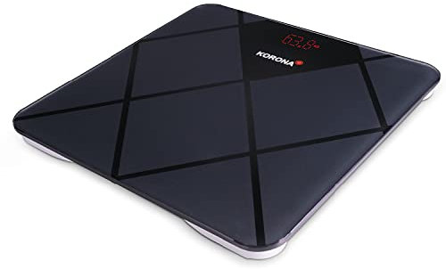 Korona 73590 HELENA | Edle Personenwaage mit Anti-Rutsch-Oberfläche | 180 kg Tragkraft, 100 g Einteilung | 27 mm Ziffernhöhe | Ink. Batterie | Schwarz