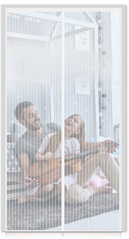 FORTRY Fliegengitter Magnet Tür 75x210cm, Fliegengitter Magnet Balkontür Ohne Bohren Kinderleichte Klebemontage, fliegenschutztür Ist Ideal für Die Balkontür, Terrassentür, Wohnzimmer, Weiß