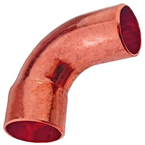 MegaHaustechnik Bogen 90 Grad mit Außen-Löt-Ende Stutzen Außendurchmesser 18mm Lötfitting aus Kupfer für Rohr-Außendurchmesser 18mm zum Löten, Trinkwasser geeignet, Nr.5001a