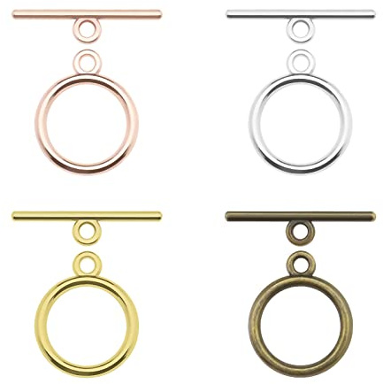 ECSiNG Confezione da 4 con 80 set di chiusura a levetta in metallo rotondo con chiusura a T, accessori per gioielli fai da te per creare collane e bracciali