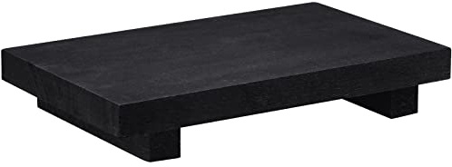 Nuogo Wood Riser Tray Soap, Stand Soap Tray for Kitchen Sink, Wood Pedestal for Kitchen Counter Sink Stand Decorative Rustic Bathroom Dishes Plant Bottles Candles Display(12 x 7 Inch,Black)