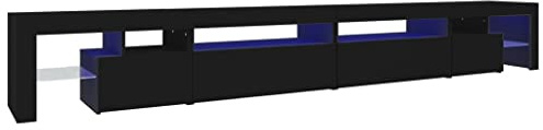 vidaXL TV Schrank mit LED-Leuchten Lowboard TV Möbel Tisch Board Sideboard Fernsehschrank Fernsehtisch HiFi-Schrank Schwarz 290x36,5x40cm