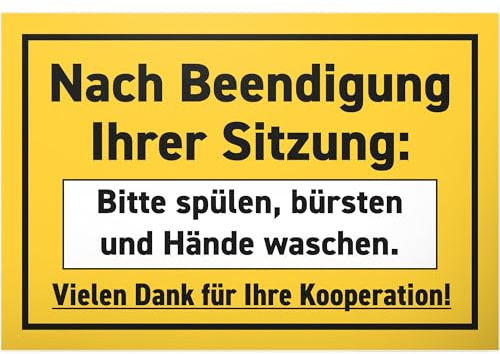 DankeDir! Spülen Bürsten Hände Waschen - Schild 30 x 20 cm - WC Schild zum aufhängen Kloschild Toilette lustig Klo Schild - Gästetoilette Herren Deko witzig Türschild Gäste WC Wand