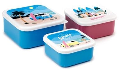 Puckator - Set di 3 Contenitori per Pranzo e Merenda M/L/XL – Volkswagen Transporter T1 - The Waves are Calling