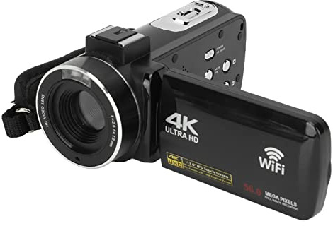 4K Videokamera Camcorder, 56 MP Vlogging Kamera, WiFi Digitalkamera 3,0 Zoll drehbarer Touchscreen WiFi 18 facher Digitalzoom Kamerarecorder mit Selbstauslöser