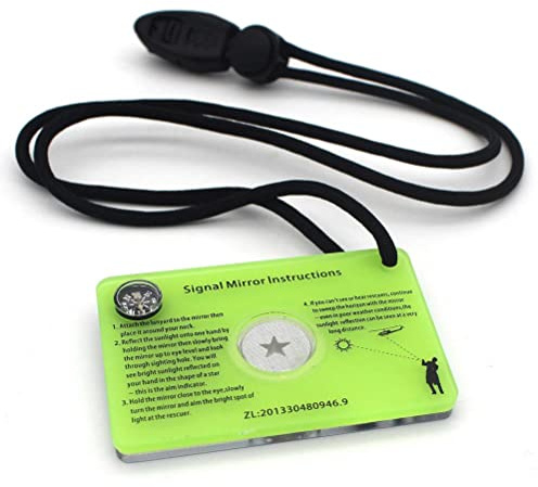 Gonetre Miroir de survie étanche réfléchissant avec boussole tour de cou pour camping, randonnée, escalade d'urgence