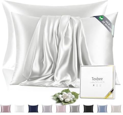 Texbee Seidenkissenbezug 40x60 Maulbeerseide für Haar & Haut, Elfenbeinweiß
