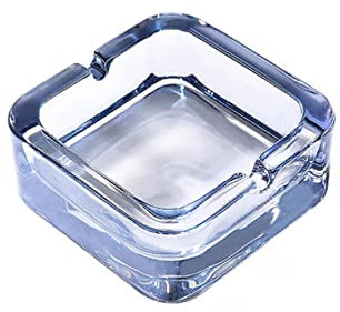 Elegant Aschenbecher aus Glas für den Schreibtisch, quadratisch, Zigarettenablage, Raucher aus klarem Kristall, mit Aschenbecher, Aschenbecher für Zuhause, Auto, Club, Büro, Hotel Einfach zu verwenden