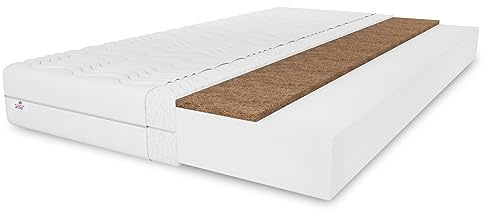 MARPUR Schaummatratze 90x200 Kokos sylver, H3/H4, Weiß, Höhe 10 cm | Matratze 90x200, Kokosmatte, hypoallergener Bezug, 2-seitig