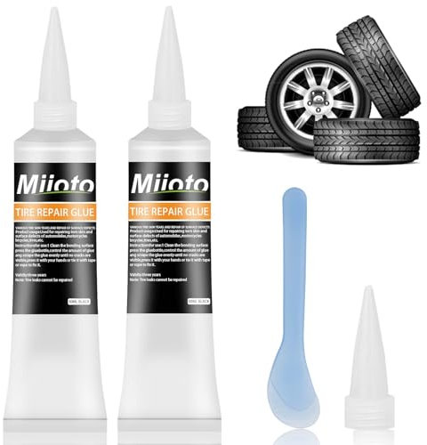 2 Sigillante Pneumatici Auto, Mastice per Riparazione Pneumatici, Kit Riparazione Gomme Auto, Dotato di Bocchetta e Raschietto per Riparare Velocemente Buchi e Crepe nei Pneumatici di Auto/Moto/Bici