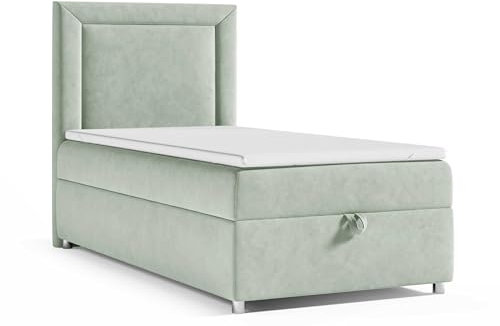 Best For Home Trinity K3 Einzelbett | Boxspringbett 70x200 mit Bonnell-Federkernmatratze | MatratzenTopper 70x200 | Bett mit Matratze und Stauraum | Lieferung an die Bordsteinkante