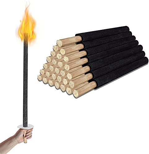 Joparri Torcia con manico lungo, 50 pezzi, torcia in cera naturale, tempo di combustione 45 min, torcia da giardino per escursioni notturne, Natale, San Martinstag