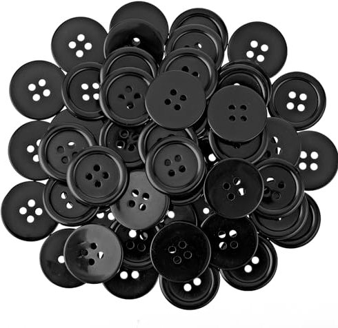 100 Stück Schwarz Knöpfen 20mm Harzknöpfe 4-Loch Kunststoff Bastelknöpfe Rund Nähknöpfe Harz Knöpfe für Basteln Nähen Handwerk und Deko