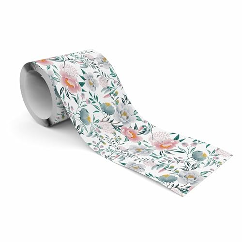 Muralo Bordüre Selbstklebend Pastellfarbene Blumen, Wandbordüre - 10x300 cm | Tapetenbordüre, Modernes Design, UV-beständig, halbmatt, glatt und abriebfest - ideal für Wohnzimmer und Schlafzimmer
