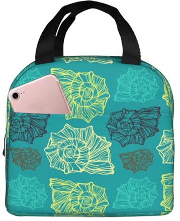 Bolsas de almuerzo aisladas para hombres y mujeres, bolsa térmica suave verde concha aislada para viajes, lonchera pequeña a prueba de agua para hombres y mujeres, bolsa de almuerzo para mujeres y