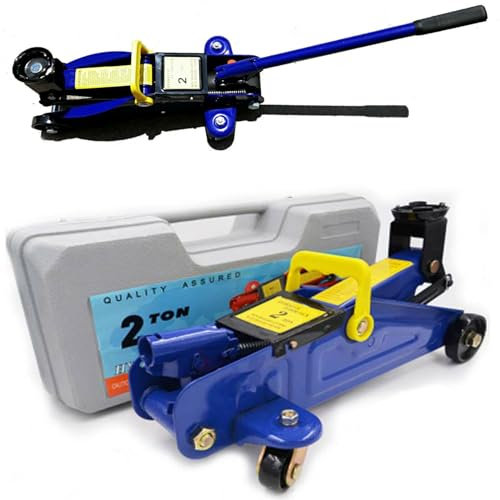 HFGVBDNE Wagenheber, 2 Tonnen, robuster hydraulischer Wagenheber, 2000 kg Tragkraft, Hubhöhe ausziehbar von 135 mm auf 320 mm, für Auto, Lieferwagen, Garage, mit Tragetasche
