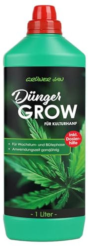 BURI GROW 2x 1 Liter Flüssigdünger| NPK 10-8-6 Mehrnährstoffdünger für Hanf, Cannabis & Grünpflanzen | Für Wachstum & Blüte | Mit Spurennährstoffen & Dosierhilfe
