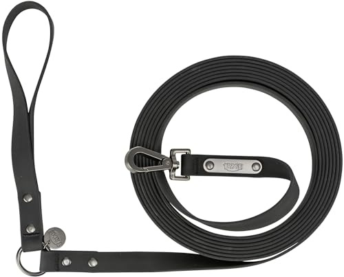 TRIXIE Hunde-Schleppleine City-Style M–L 5 m/20 mm – schwarz | Lange Leine für sicheren Freilauf – für mittelgroße Hunde, rutschfest und mit praktischer Handschlaufe
