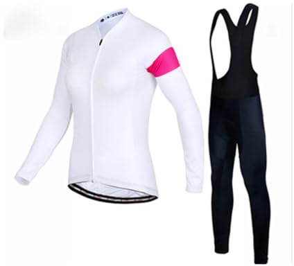 Fahrrad Kleidung Set für Frauen Langarm Rennrad Hemd Radfahren Trikot Radhose mit Gelpadde, 1, M