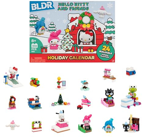 BLDR Hello Kitty and Friends 2025 Advent Calendar Building Set - 8 Buildable Minifigures & 16 Buildable Gifts - Kids and Sanrio Fans Ages 8+, 0134
