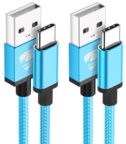 Cable USB C, [2M+1M/Lot de 2] Charge Rapide 3A Câble Chargeur Type C Tressé Cordon Cable USB A vers USB C pour Samsung Galaxy S20 S21 S22 S23 A52 A53 A54,Huawei,iPhone16 15,Google,MacBook,iPad