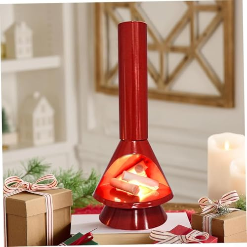 Cheminée LED moderne du milieu du siècle, lumières décoratives avec effet flamme, mini cheminée de bureau à piles pour la maison, le bureau, la décoration de fête de Noël, fausse cheminée (blanc)