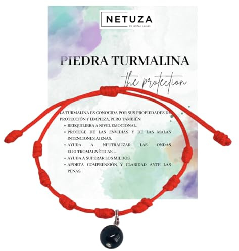 Netuza - Bracciale rosso con tormalina nera, pietra naturale