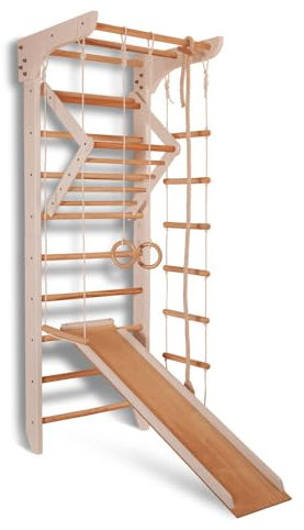 SportBaby Échelle suédoise Espalier Kinder-3-220-WHITE-LAK, Espalier suédois, Terrain de Jeu pour Les Enfants, Jouets, Bois, Bébé, EU entrepôt, Certificat