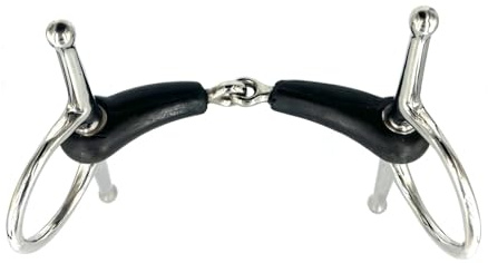 ES0104 Knebeltrense Einfach Gebrochen mit Gummi Edelstahl 21mm, 14.5 cm | Equine Smile Schenkeltrense Gummigebiss Quetschschutz Maulschonend Gebiss Pferd Pony Reitsport Ausbildungsgebiss Dick