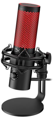 HyperX QuadCast 2 – USB Microphone for Gaming, Streaming and Podcasting, with On-Board Controls, LED Lighting, Removable Shock Mount, PC, Mac, PS5, PS4, USB-C - Black (Renewed)
