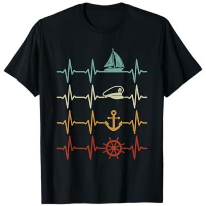 Segeln Herzschlag Segelboot Kapitän Boot Skipper Seefahrer T-Shirt