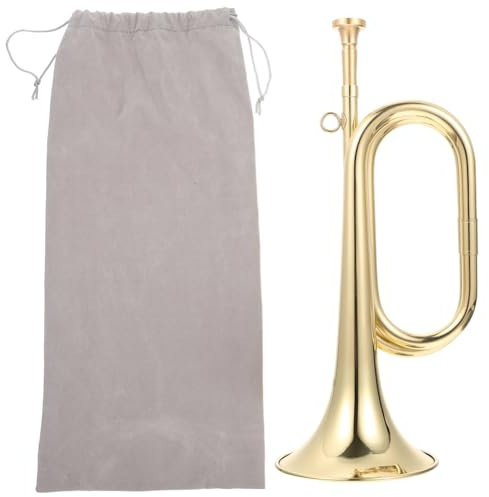 Fegtrtyoa Kleine Trompete, Signalhorn, Messing, Goldenes Horn, Einfaches Blasinstrument für Anfänger, für Schulband, Kind, Schüler