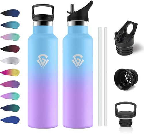 Bottiglia Termica 750ml, Borraccia in Acciaio Inossidabile con Cannuccia e Filtro, Termos a Doppia Parete, Riutilizzabile, senza BPA, Borracce per Sport, Palestra, Yoga, Viaggio, Campeggio, Uffici