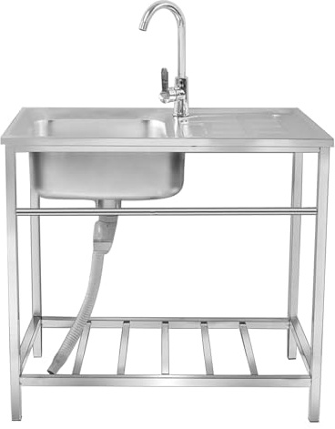 Utility Sinks for a Laundry Room, 304 Stainless Steel Sink, Freestanding Single Bowl Kitchen Sinks, Outdoor Laundry Tub Slop Sink For Garage,Restaurant,Kitchen,Laundry Room,Indoor Outdoor(Single-layer