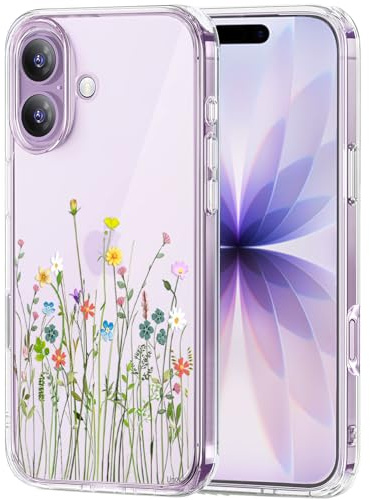 Unov Hülle für iPhone 17, Handyhülle Klar mit Motiv, Blumen Blumenstrauß | Transparente Schlank Guter Halt, Rutschfest Prägung Muster, Stoßfest Schützende, Erhöhter Kameraschutz, Kratzfest Weich TPU