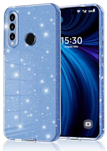 Eherui Handyhülle für Huawei P30 Lite Glitzer, Silikon TPU Anti-Fingerabdruck Hülle,Stoßfeste Schutz Case Dünn Kratzfest und Absturzsicherung Schutzhülle für Huawei P30 Lite,Blau