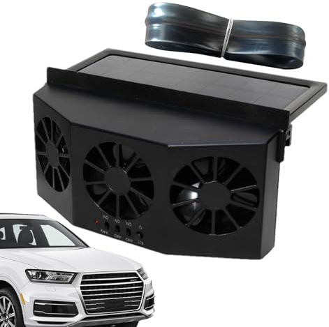 Car Window Vent Fan - Quiet 3-Outlet Solar Exhaust Fan, Multifunctional Ventilation Cooling System with 1600mAh Battery, Portable Car Window Cooling Exhaust Device for Fresh Air Circulation for SUV Tr