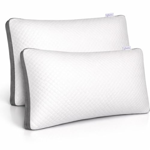 Aamira Adjustable Memory Foam Pillows 2 Pack, Bamboo Covers, Diamond | Two 70 x 45cm pillows with adjustable shredded memory foam, washable bamboo covers, Hypoallergenic & OEKO-TEX certification.