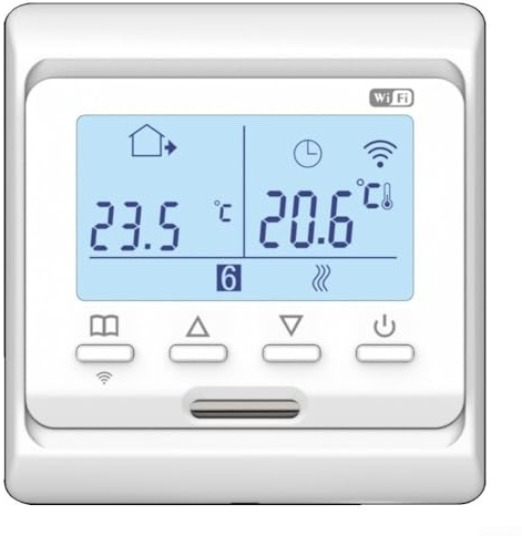 Termostato intelligente WiFi R8W compatibile per Alexa e Google Home per riscaldamento ad acqua e a pavimento, accesso remoto alle app, programmabile 6 periodi al giorno, calibrazione della