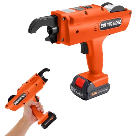 HuKaiL Rebar Bindemaschine, 12V Akku- Drahtbindemaschine für 8-34mm Stabstahl, 1500 Knoten/pro Ladung, Professionelle Automatische Bindemaschine Tragbare mit Werkzeugkoffer