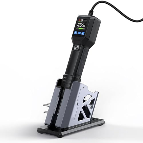 BDJSN Portable Hot Air Gun, 1.54-inch LCD Smart Soldering Heat Gun with Stand, 212°F-842°F Temperature Control, Air Volume 20-Speed Adjustment, for Home, Studio, Repair Shop, Factory