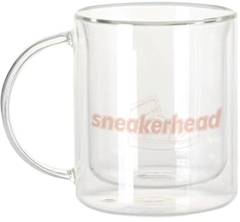 Dubbelväggig glasmugg - blond sneakerhead persika kollektion skor hobby sparkar streetwear mode livsstil - kaffemugg och isolerad 330 ml hängande effekt mot buller tryck i Frankrike