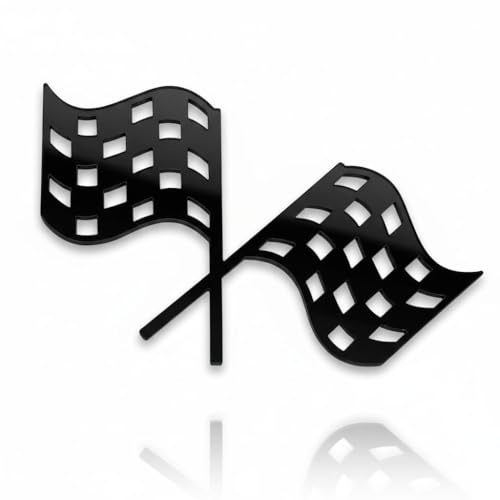 6pcs Black Racing Flag Cupcake Toppers – Fast One Two Fast Racing Birthday Decorations – Acrylic Motorsport Cake Toppers – 80mm x 41mm